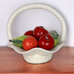 Vintage Ceramic Fruit Basket Apple Orange Pear Mid Century Modern MCM Circa 70’s